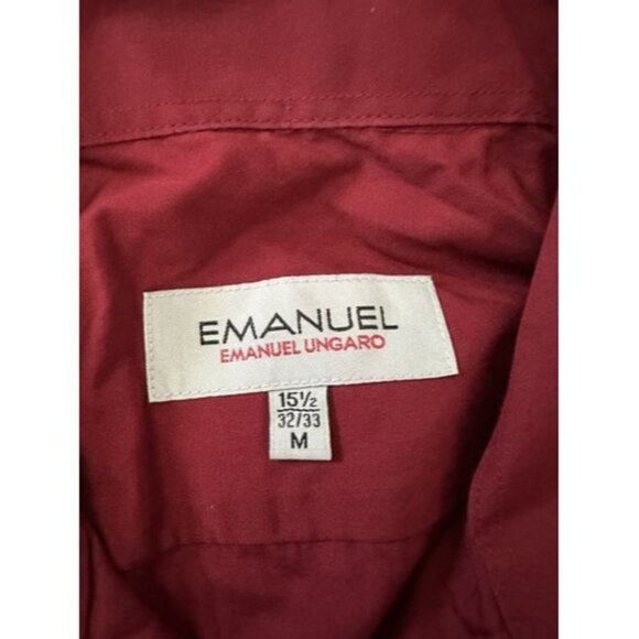 Emanuel Ungargo Mens Red dress shirt button up long sleeve Size Medium 15.5 - Picture 5 of 14